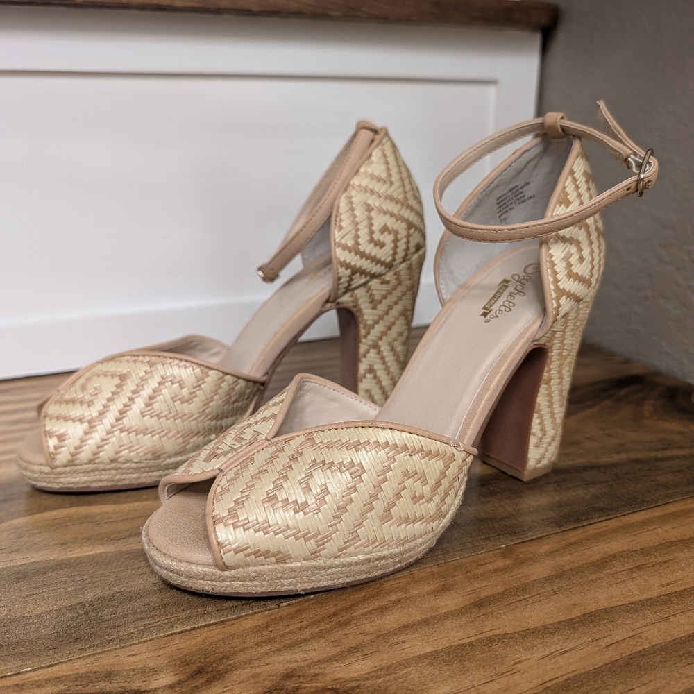 Seychelles Heritage Woven Raffia Peeptoe Pumps
